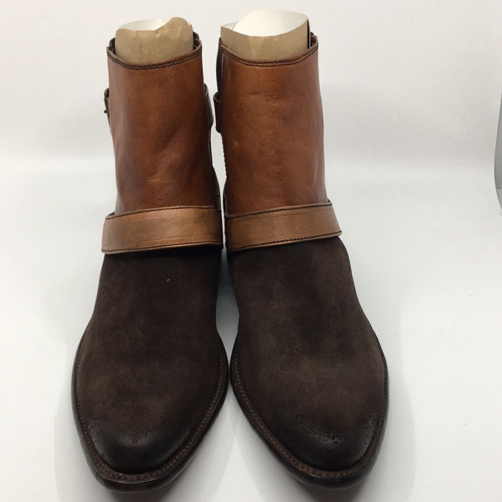 Marco Delli Tyler Ankle Boots mahogany suede and British tan leather Sz EU 42 M9 - Picture 6 of 16